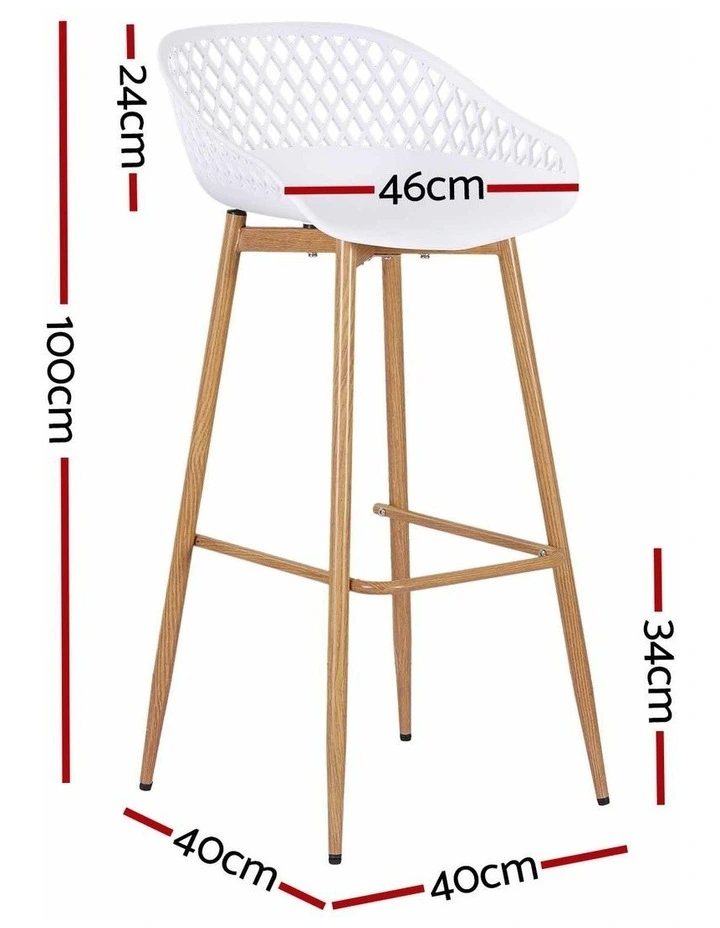 Gardeon Set of 4 Outdoor Bar Stools Plastic Metal Patio Dining Chairs White image 2