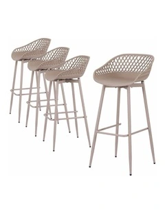 Gardeon Set of 4 Outdoor Bar Stools Plastic Metal Patio Dining Chairs Coffee