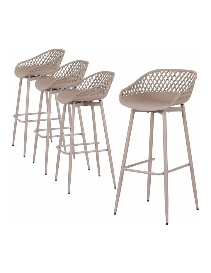 Gardeon Set of 4 Outdoor Bar Stools Plastic Metal Patio Dining Chairs Coffee image 1