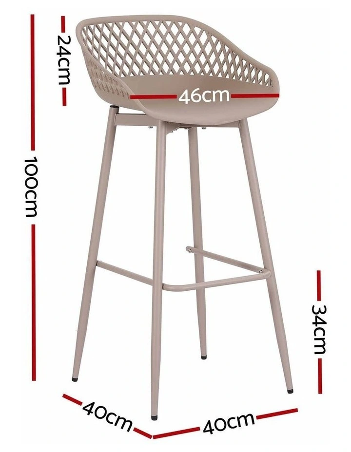 Gardeon Set of 4 Outdoor Bar Stools Plastic Metal Patio Dining Chairs Coffee image 2