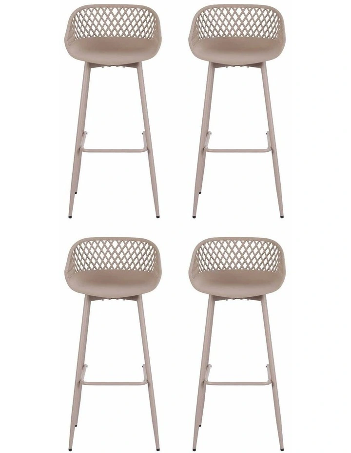 Gardeon Set of 4 Outdoor Bar Stools Plastic Metal Patio Dining Chairs Coffee image 3