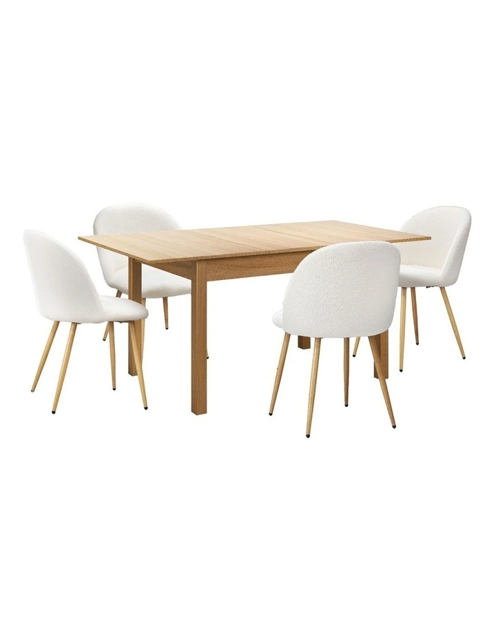Oikiture 5pc Extenable Dining Table and Chairs Kitchen Dining Set Natural&White image 1
