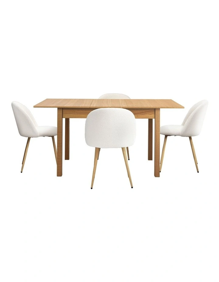 Oikiture 5pc Extenable Dining Table and Chairs Kitchen Dining Set Natural&White image 2
