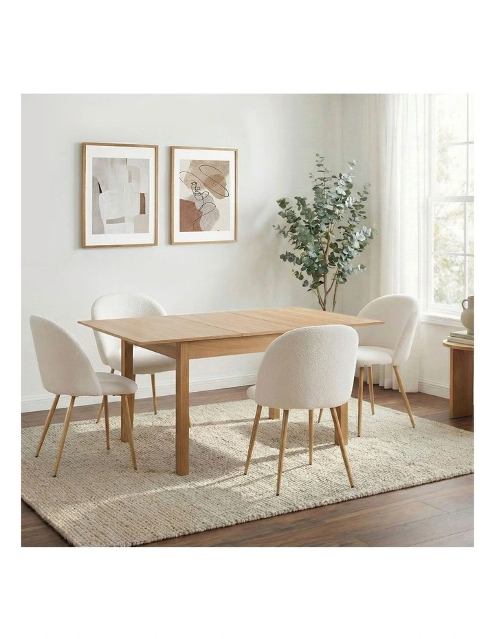 Oikiture 5pc Extenable Dining Table and Chairs Kitchen Dining Set Natural&White image 4