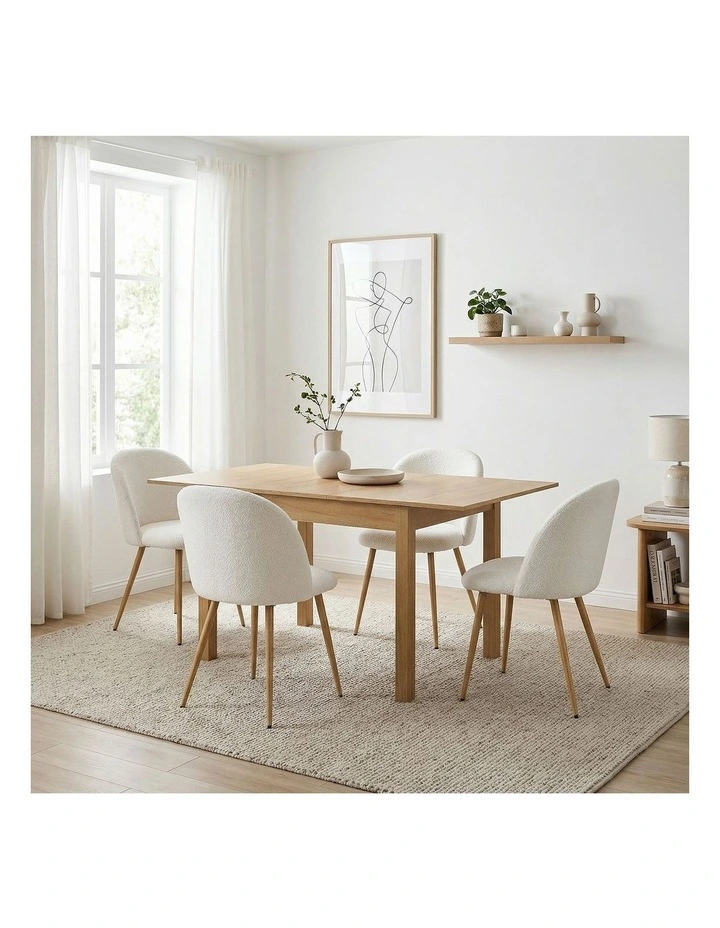 Oikiture 5pc Extenable Dining Table and Chairs Kitchen Dining Set Natural&White image 5