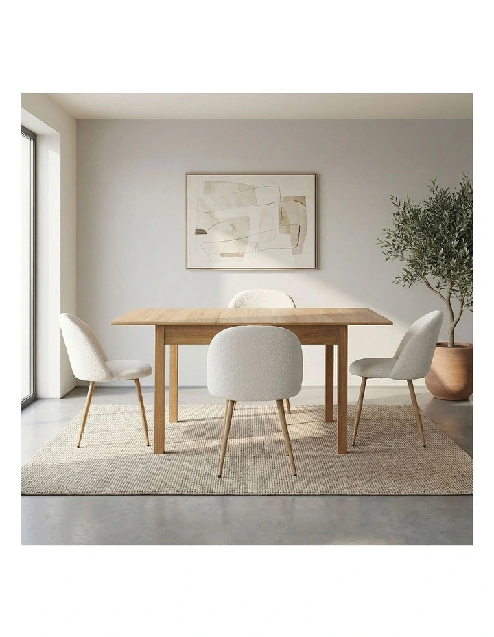 Oikiture 5pc Extenable Dining Table and Chairs Kitchen Dining Set Natural&White image 7