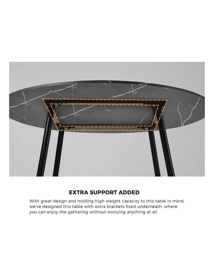 Oikiture 110cm Round Dining Table with 4PCS Dining Chairs Velvet Grey image 6