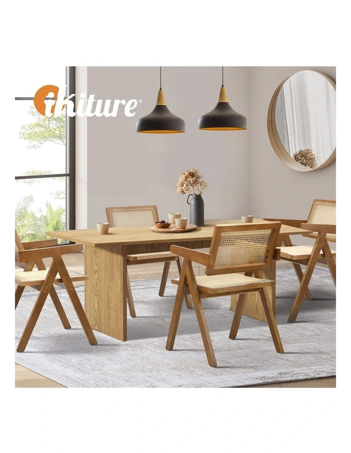 Oikiture 180cm Rectangular Dining Table with 4PCS Dining Chairs Wooden Walnut image 7