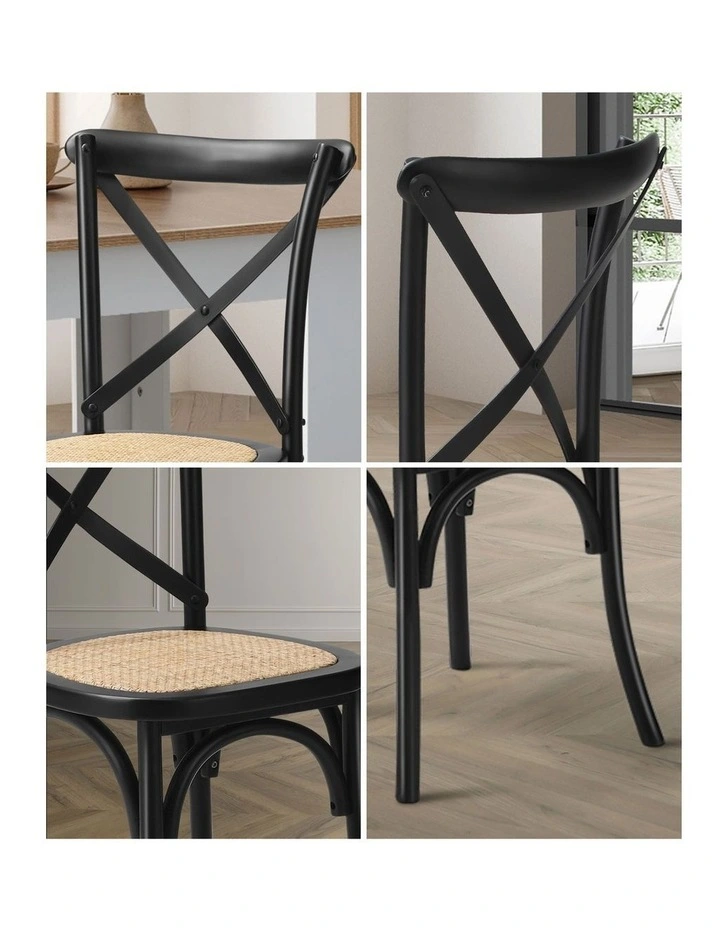 Oikiture 160cm Extendable Dining Table with 4PCS Dining Chairs Crossback Black image 6