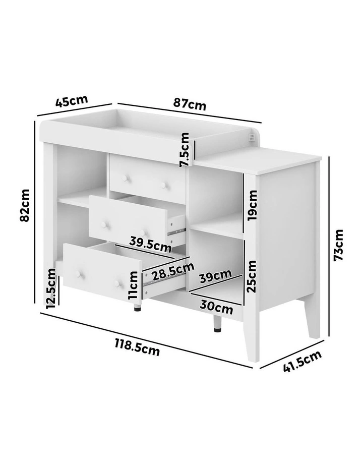 Oikiture Baby Change Table Chest of Drawers Cabinet Changer Nursery Furniture image 3