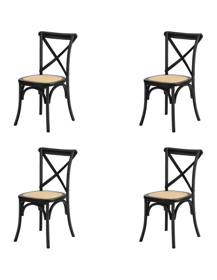 Oikiture 160cm Extendable Dining Table with 4PCS Dining Chairs Geometric Black image 2