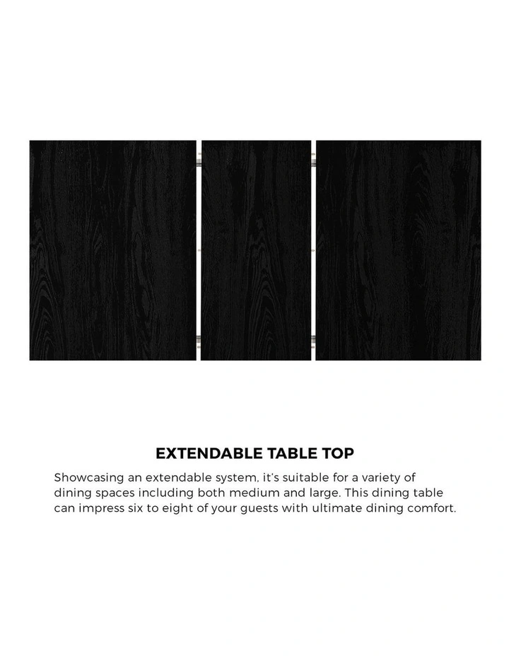 Oikiture 160cm Extendable Dining Table with 4PCS Dining Chairs Geometric Black image 6
