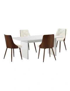 Oikiture 4-Seater Rectangular Dining Table and Chairs Wooden Kitchen Dining Set