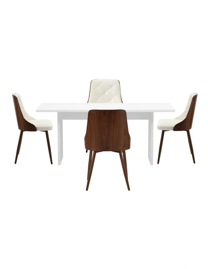 Oikiture 4-Seater Rectangular Dining Table and Chairs Wooden Kitchen Dining Set image 2