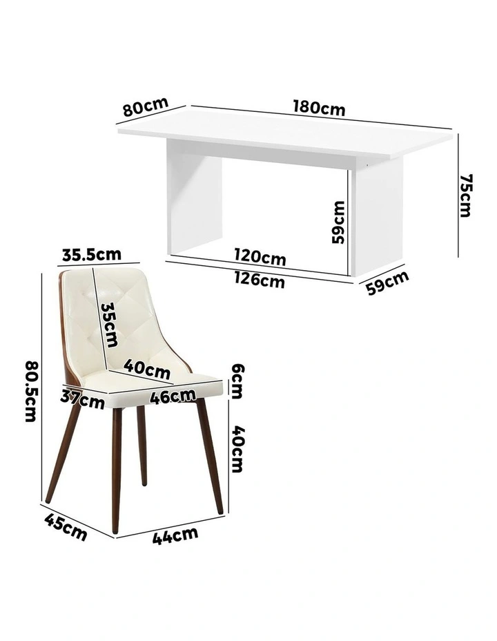 Oikiture 4-Seater Rectangular Dining Table and Chairs Wooden Kitchen Dining Set image 3