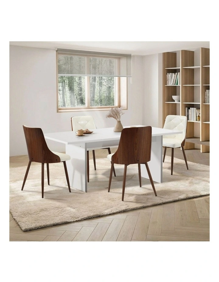 Oikiture 4-Seater Rectangular Dining Table and Chairs Wooden Kitchen Dining Set image 4