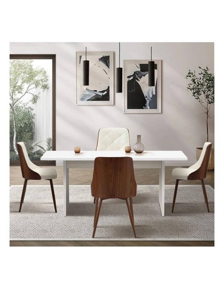 Oikiture 4-Seater Rectangular Dining Table and Chairs Wooden Kitchen Dining Set image 5