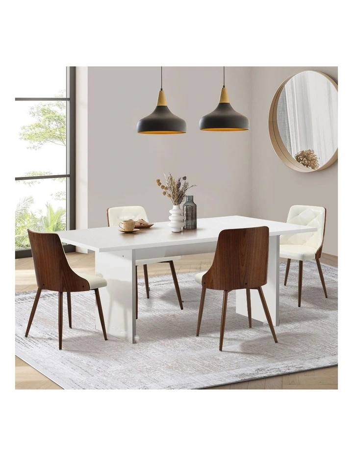 Oikiture 4-Seater Rectangular Dining Table and Chairs Wooden Kitchen Dining Set image 7