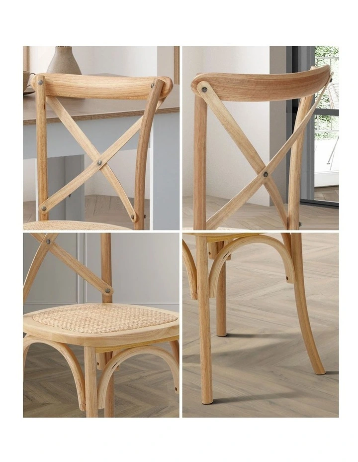 Oikiture 160cm Extendable Dining Table with 4PCS Dining Chairs Crossback Wooden image 6