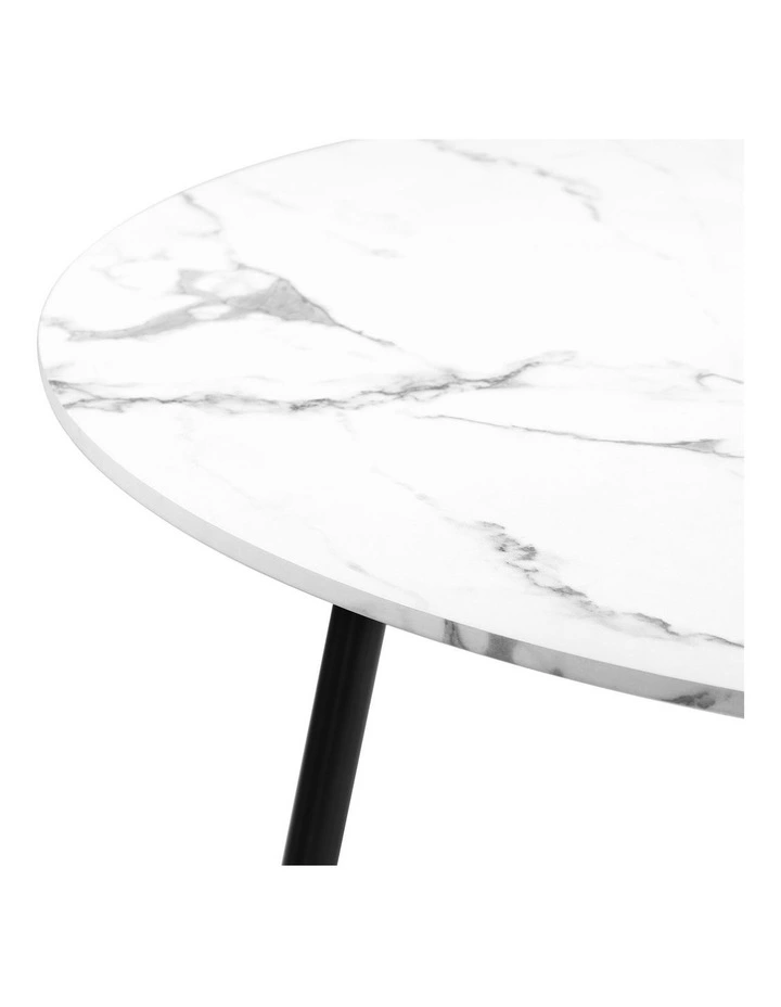 Oikiture 110cm Round Dining Table with 4PCS Dining Chairs PU Brown image 5