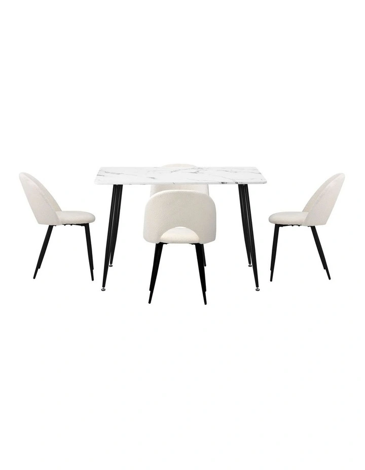 Oikiture 120cm Rectangle Dining Table with 4PCS Dining Chairs Sherpa image 2