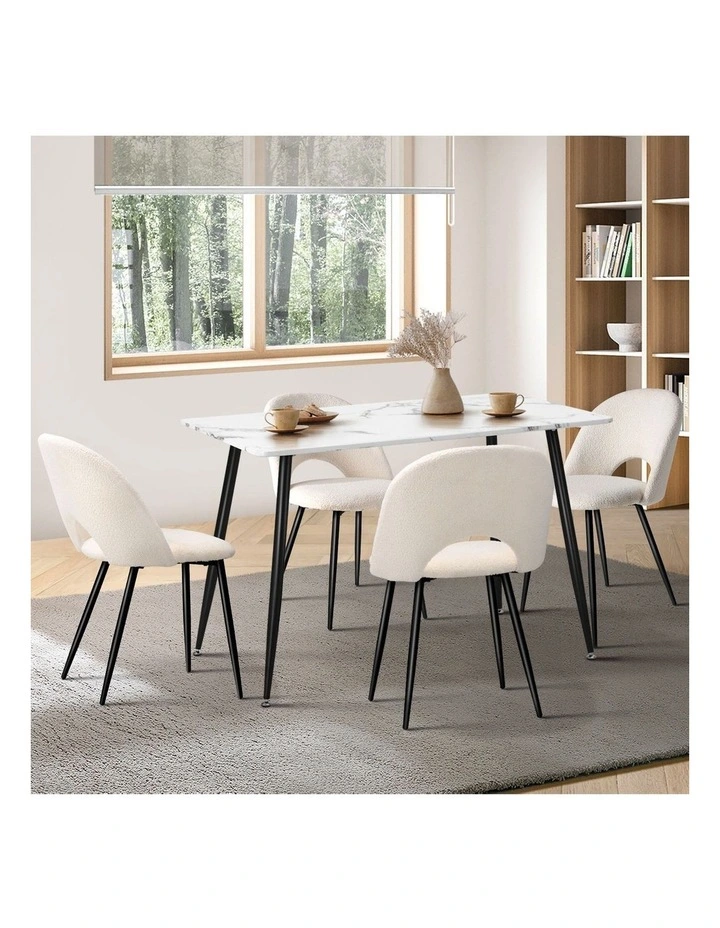 Oikiture 120cm Rectangle Dining Table with 4PCS Dining Chairs Sherpa image 5
