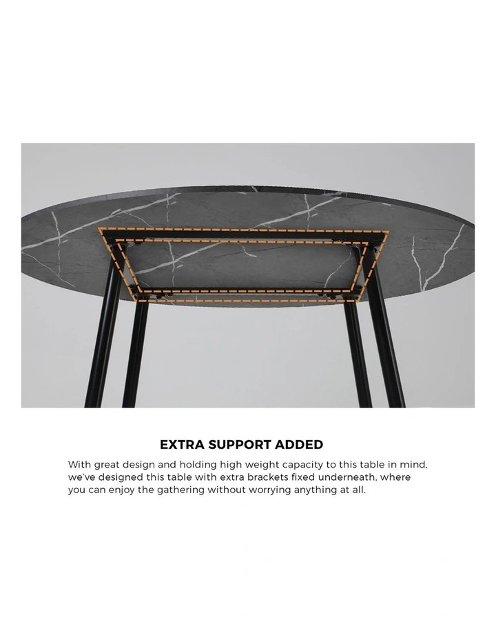 Oikiture 110cm Round Dining Table with 4PCS Dining Chairs Linen Grey image 6