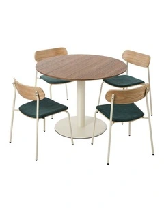 Oikiture Dining Table Set 100cm Round Dining Table and Chairs Green