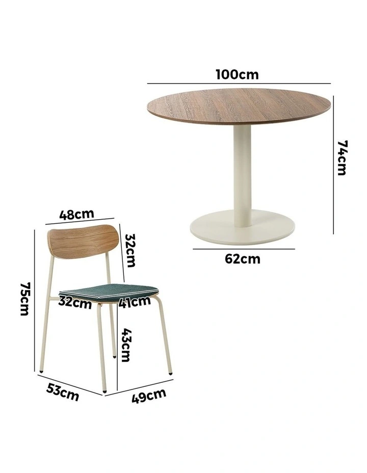 Oikiture Dining Table Set 100cm Round Dining Table and Chairs Green image 3