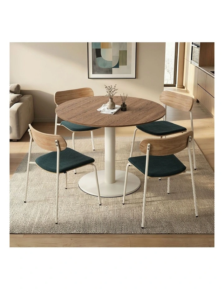 Oikiture Dining Table Set 100cm Round Dining Table and Chairs Green image 4