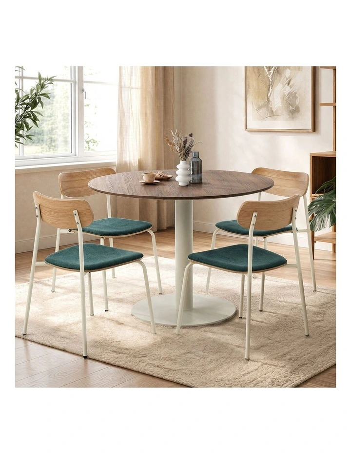 Oikiture Dining Table Set 100cm Round Dining Table and Chairs Green image 5