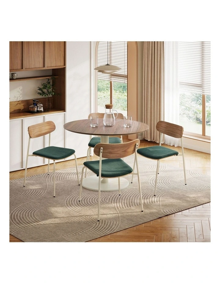 Oikiture Dining Table Set 100cm Round Dining Table and Chairs Green image 7