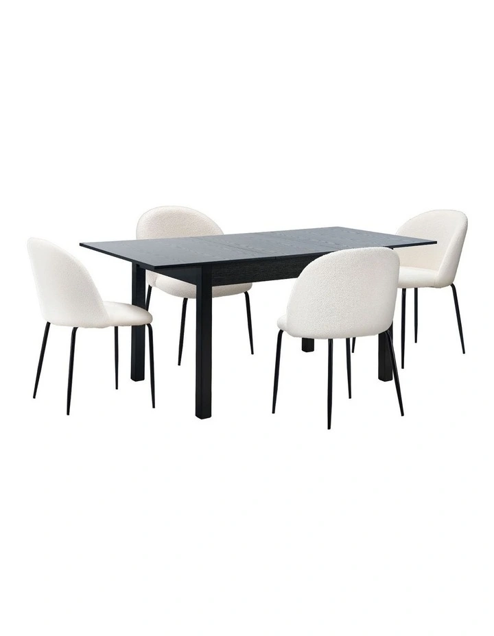 Oikiture 5pc Extenable Dining Table and Chairs Kitchen Dining Set Black&White image 1