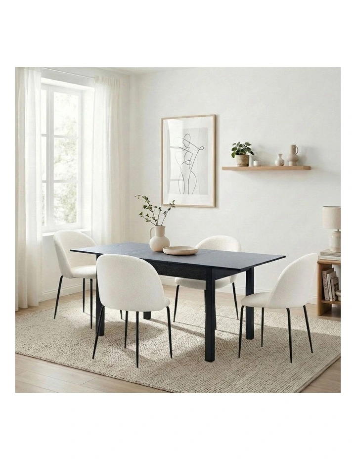 Oikiture 5pc Extenable Dining Table and Chairs Kitchen Dining Set Black&White image 5