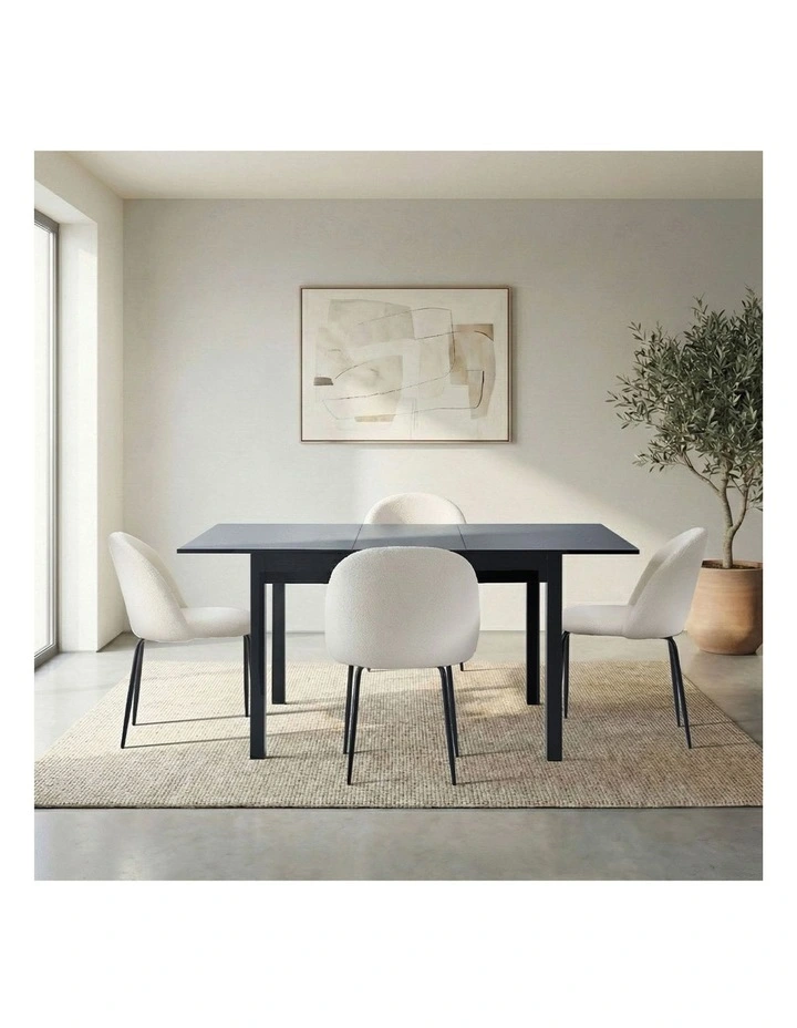 Oikiture 5pc Extenable Dining Table and Chairs Kitchen Dining Set Black&White image 7