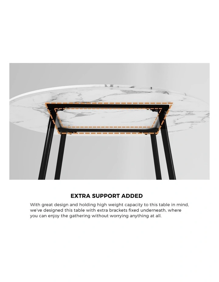 Oikiture 110cm Round Dining Table with 4PCS Dining Chairs Sherpa White image 6