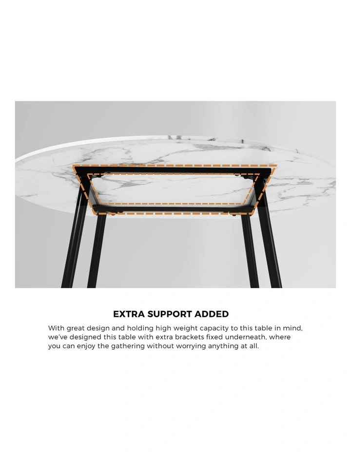 Oikiture 110cm Round Dining Table with 4PCS Dining Chairs Accent Sherpa Gold image 6