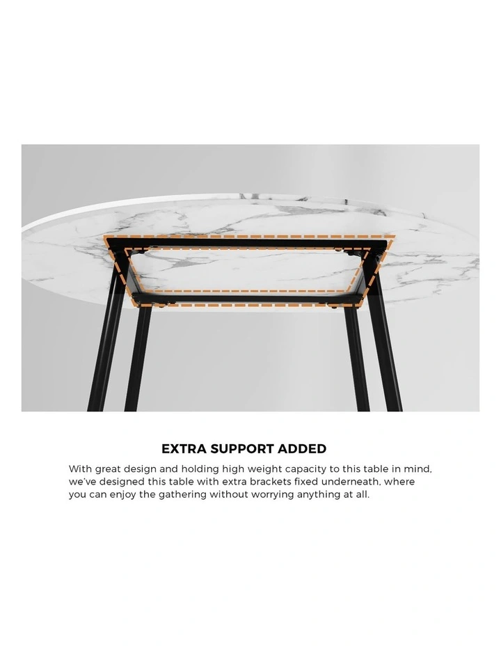 Oikiture 110cm Round Dining Table with 4PCS Dining Chairs Accent Sherpa White image 6