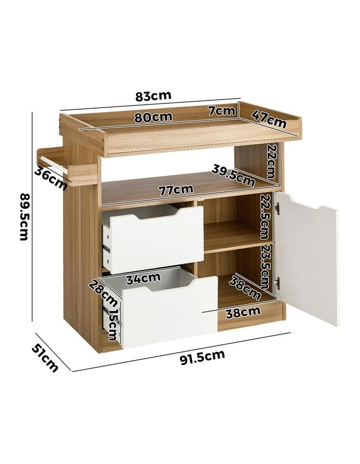 Oikiture Baby Changing Table Change Nursery Storage Drawers Shelves Cabinet image 3