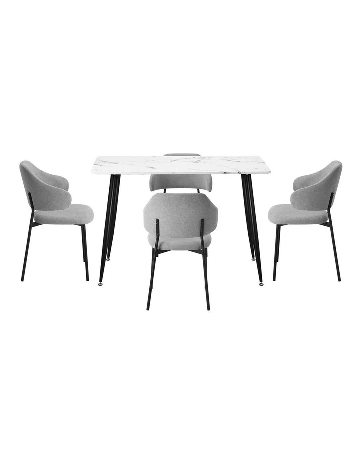 Oikiture 120cm Rectangle Dining Table and 4PCS Dining Chairs Fabric Grey image 2