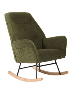 Oikiture Rocking Chair Nursing Armchair Sherpa Accent Chairs Upholstered Green