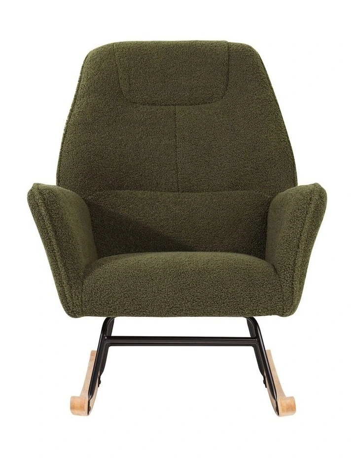 Oikiture Rocking Chair Nursing Armchair Sherpa Accent Chairs Upholstered Green image 2