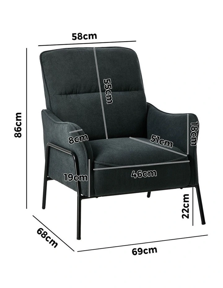 Oikiture Armchair Velvet Fabric Lounge Chair Accent Chair Grey image 3