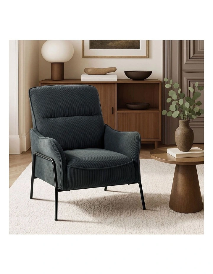 Oikiture Armchair Velvet Fabric Lounge Chair Accent Chair Grey image 4