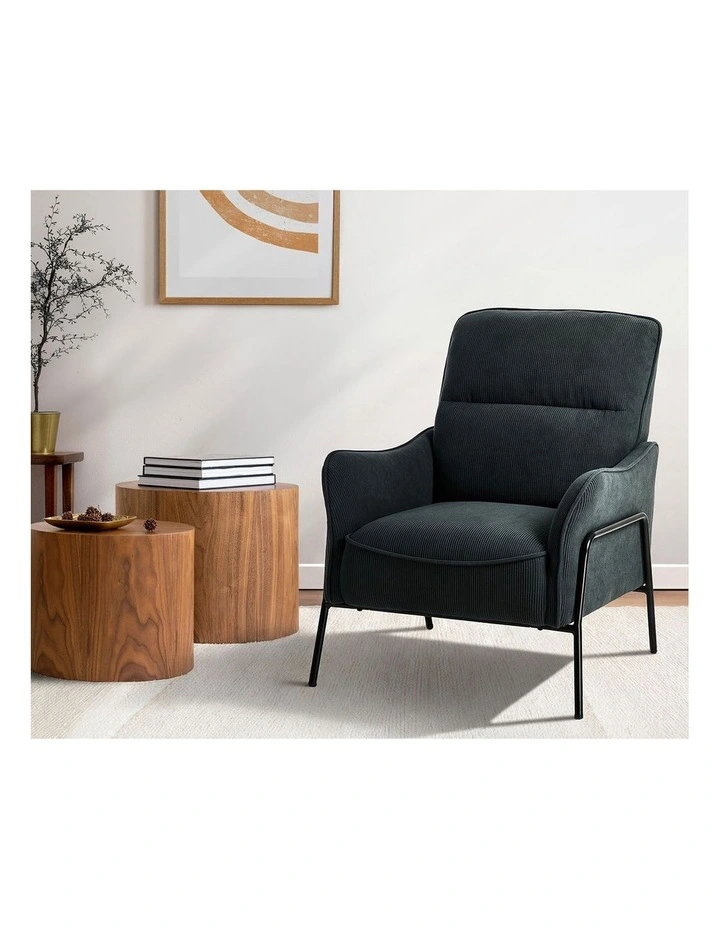 Oikiture Armchair Velvet Fabric Lounge Chair Accent Chair Grey image 5
