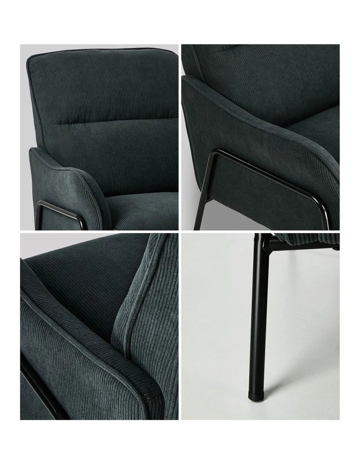 Oikiture Armchair Velvet Fabric Lounge Chair Accent Chair Grey image 6