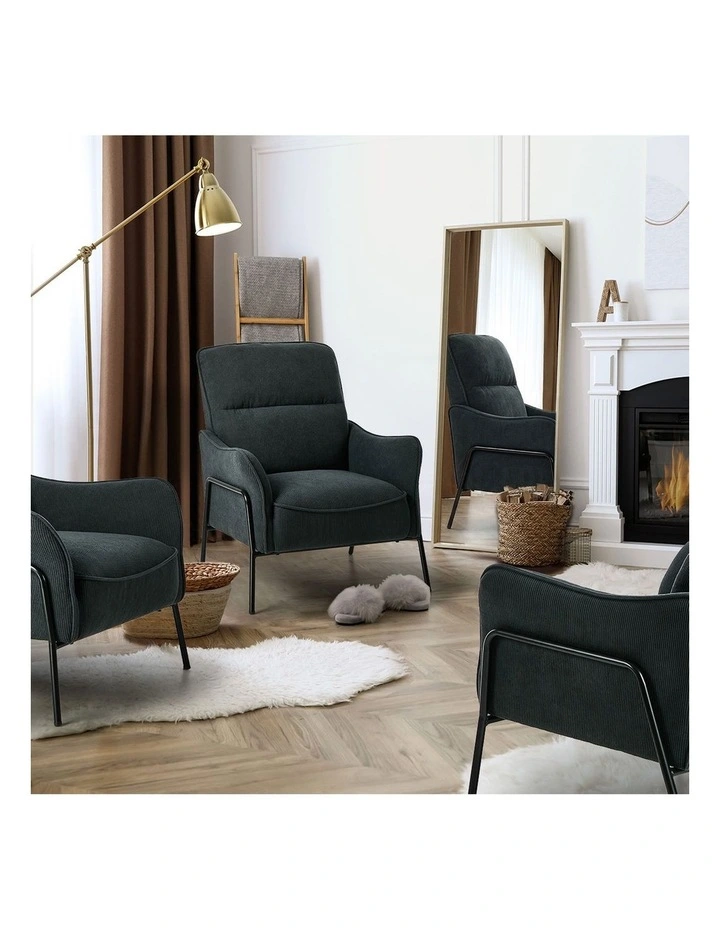Oikiture Armchair Velvet Fabric Lounge Chair Accent Chair Grey image 7