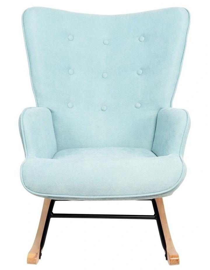 Oikiture Rocking Chair Nursing Armchair Velvet Accent Chairs Upholstered Blue image 2