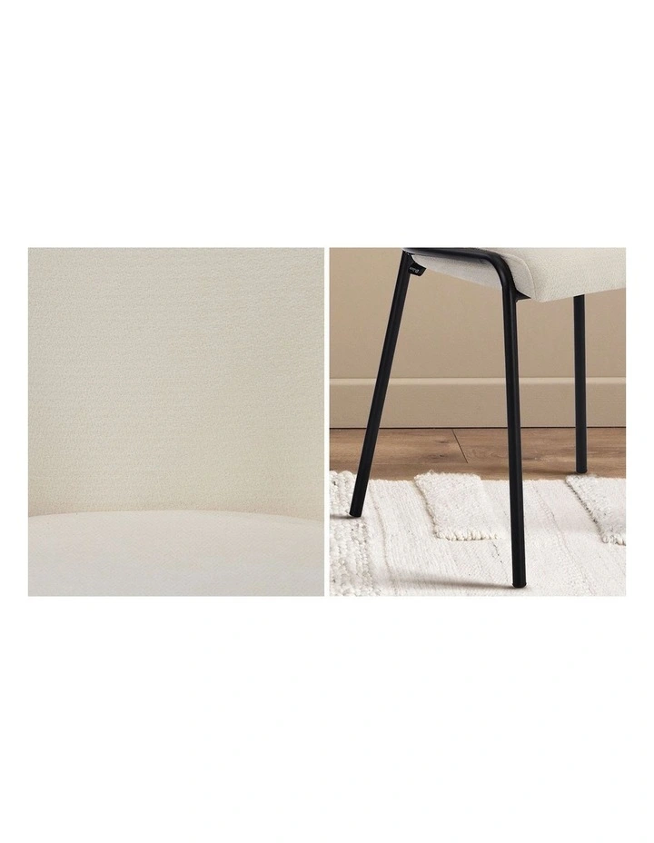 Oikiture Set of 2 Dining Chairs Chenille Fabric Kitchen Chair Padded Seat Beige image 7