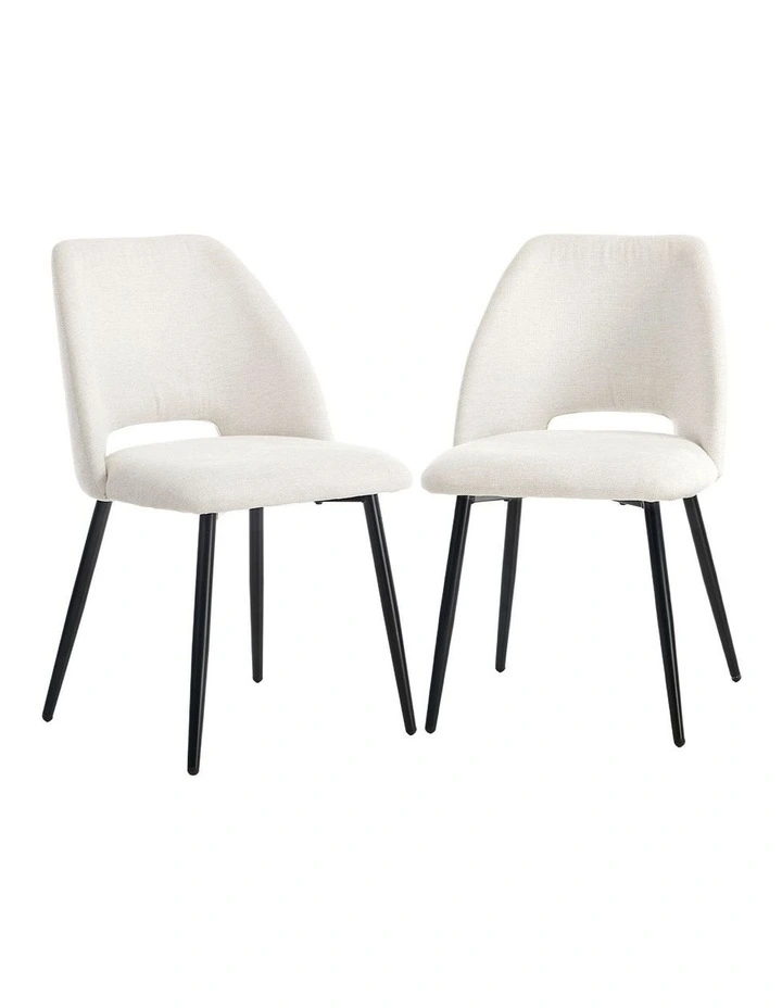 Oikiture 2x Dining Chair Accent Chairs Linen Fabric Biege image 1